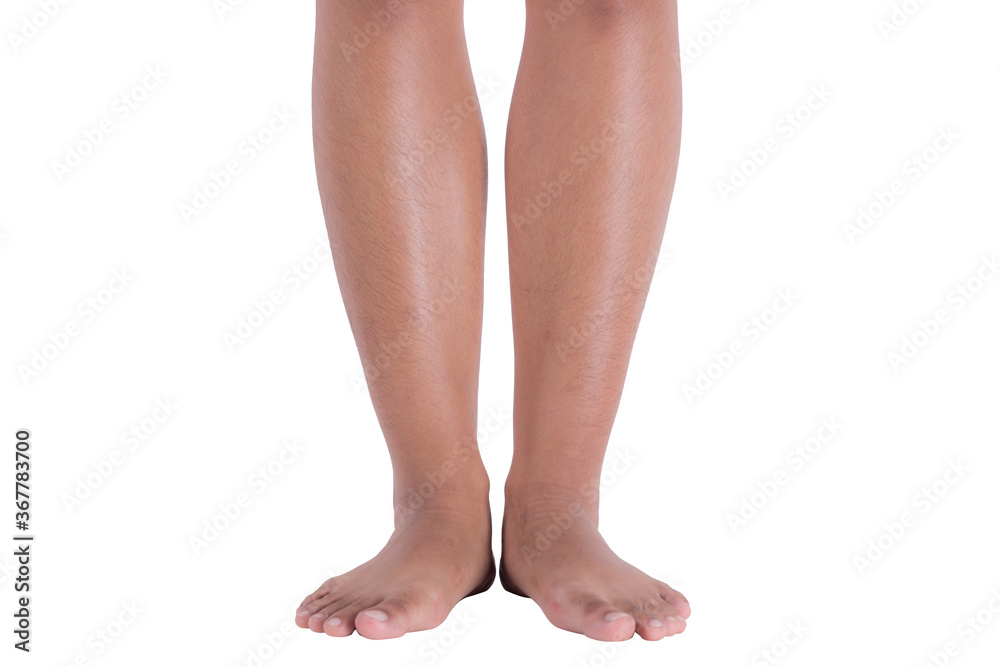 Female feet walking on white background isolated Female feet walking on white background isolated