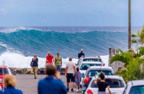 people on the beach, l’Etang-Salé-les-Bains, Reunion Island 