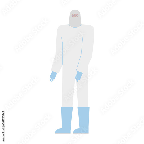 professional worker with biosafety suit character