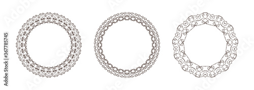 Outline frame set isolated on white. Coloring border. Vector energy. Intersection of lines. Crossing lines. Intersection circles. EPS 10