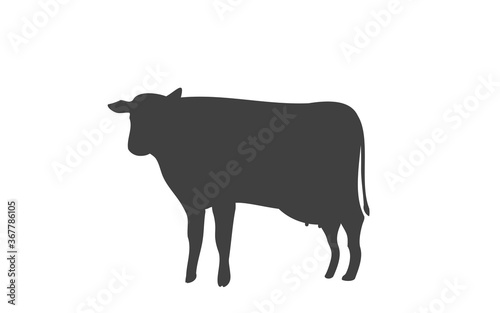 まっすぐ立つ牝牛のシルエットイラスト