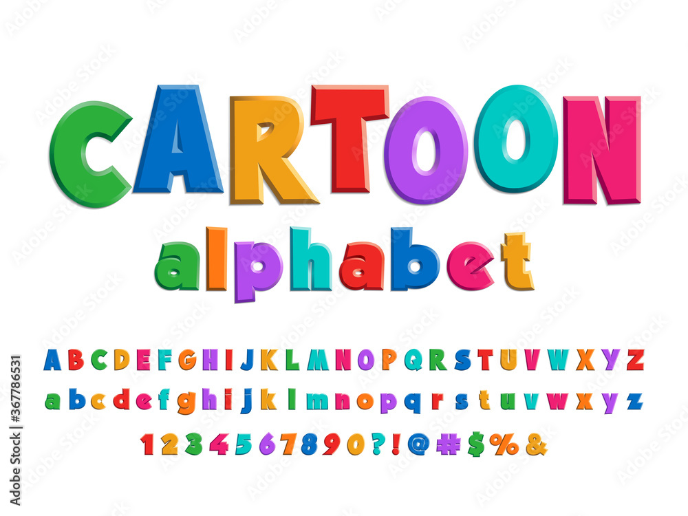 Colorful stylized cartoon alphabet design