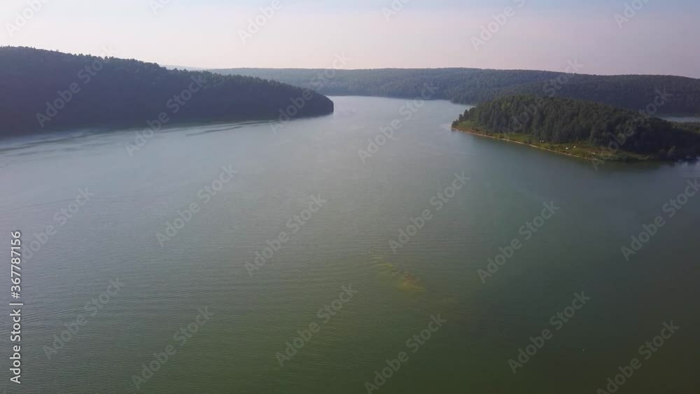 Aerial video filming of beautiful mountain lake Aerial video filming of beautiful mountain lake