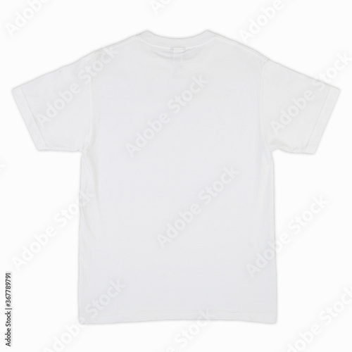 Blank T-Shirt color white template front and back view. blank t-shirt template. Blank tshirt set, for your mockup design to be printed, isolated on a white background.
