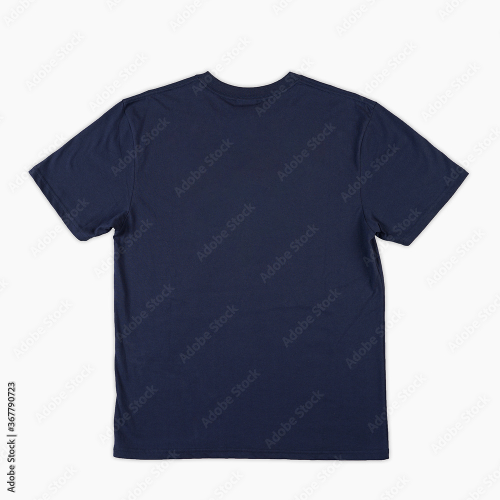 Blank T-Shirt color navy blue template front and back view. blank t ...