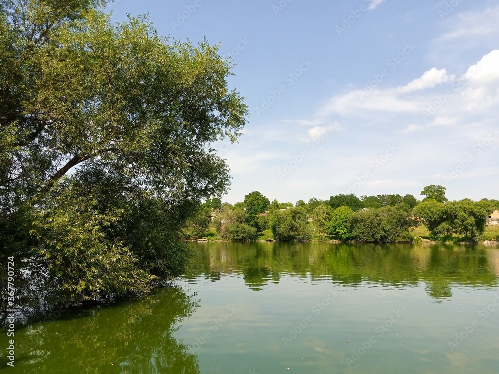 Nature.Beautiful summer landscape, trees, pond, river. Nature.Beautiful summer landscape, trees, pond, river.