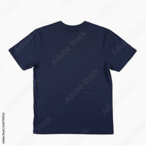 Blank T-Shirt color navy blue template front and back view. blank t-shirt template. Blank tshirt set, for your mockup design to be printed, isolated on a white background.