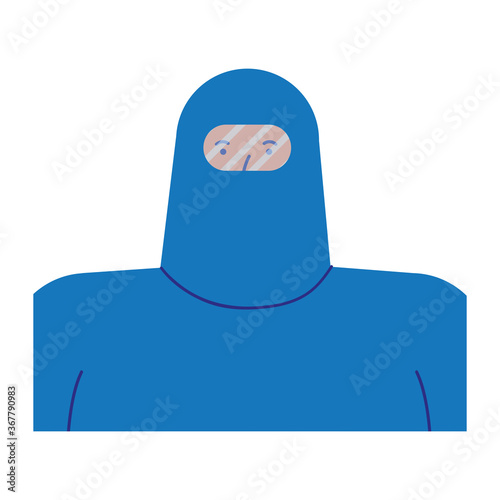 professional worker with biosafety suit character