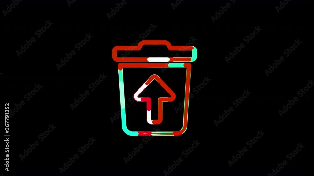 Circles gather in symbol trash restore. After it crumbles in a line and moves to the camera. Alpha channel black