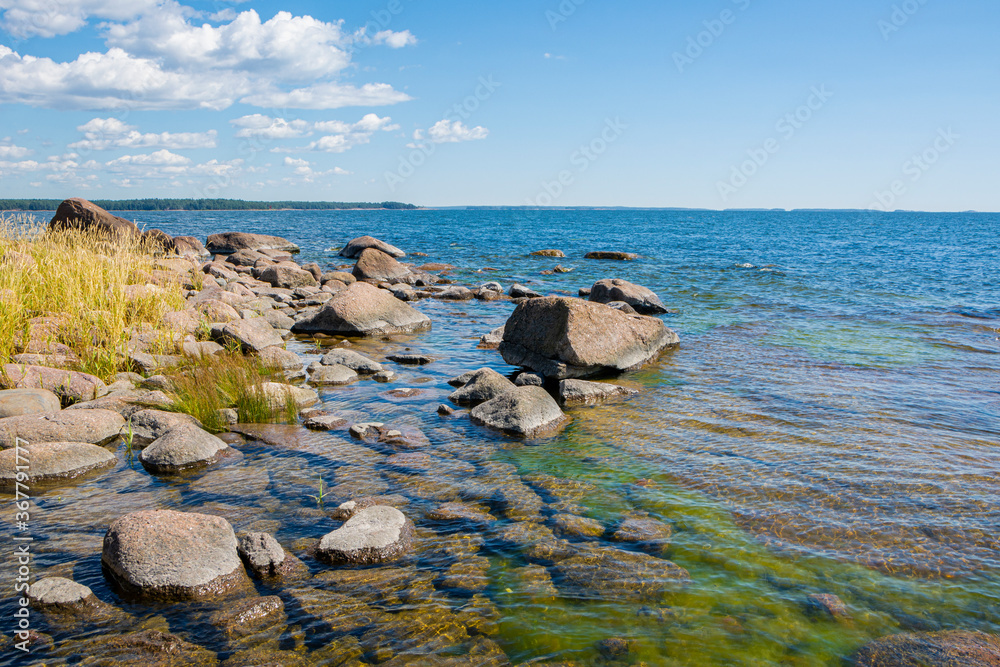View of the shore of Varlaxudden (Vaarlahti) recreation area, Emasalo island, Porvoo, Finland