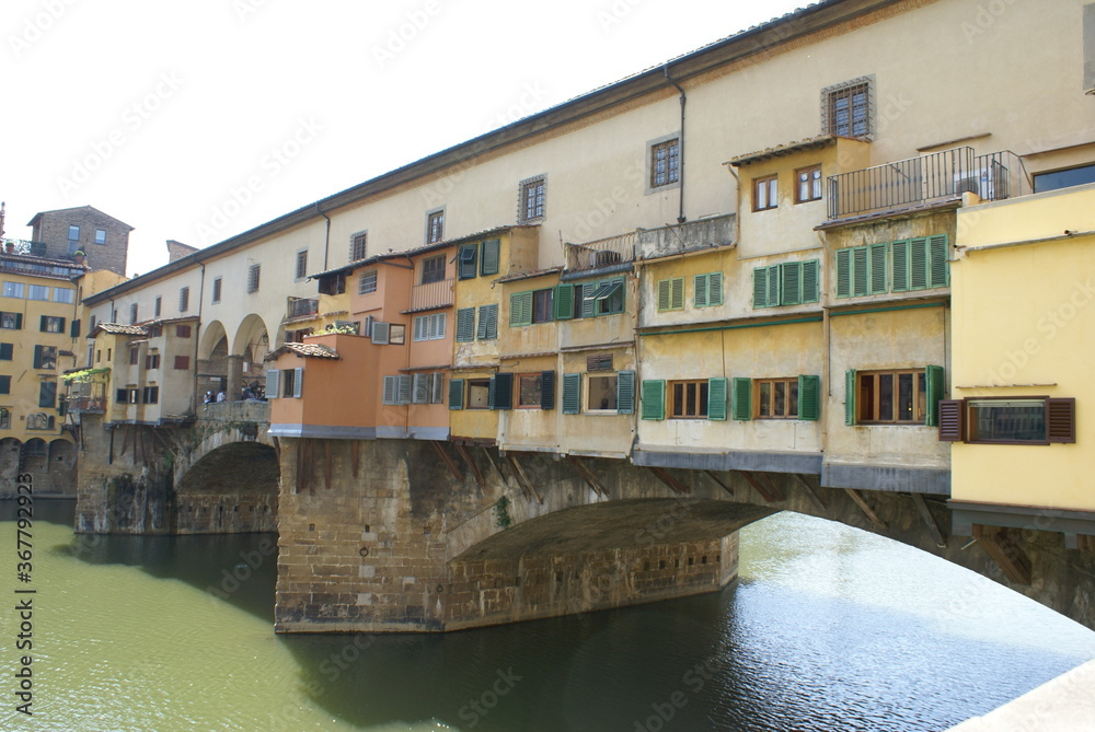 Florence, Italy: View of Ponte Vecchio bridge on the river Arno