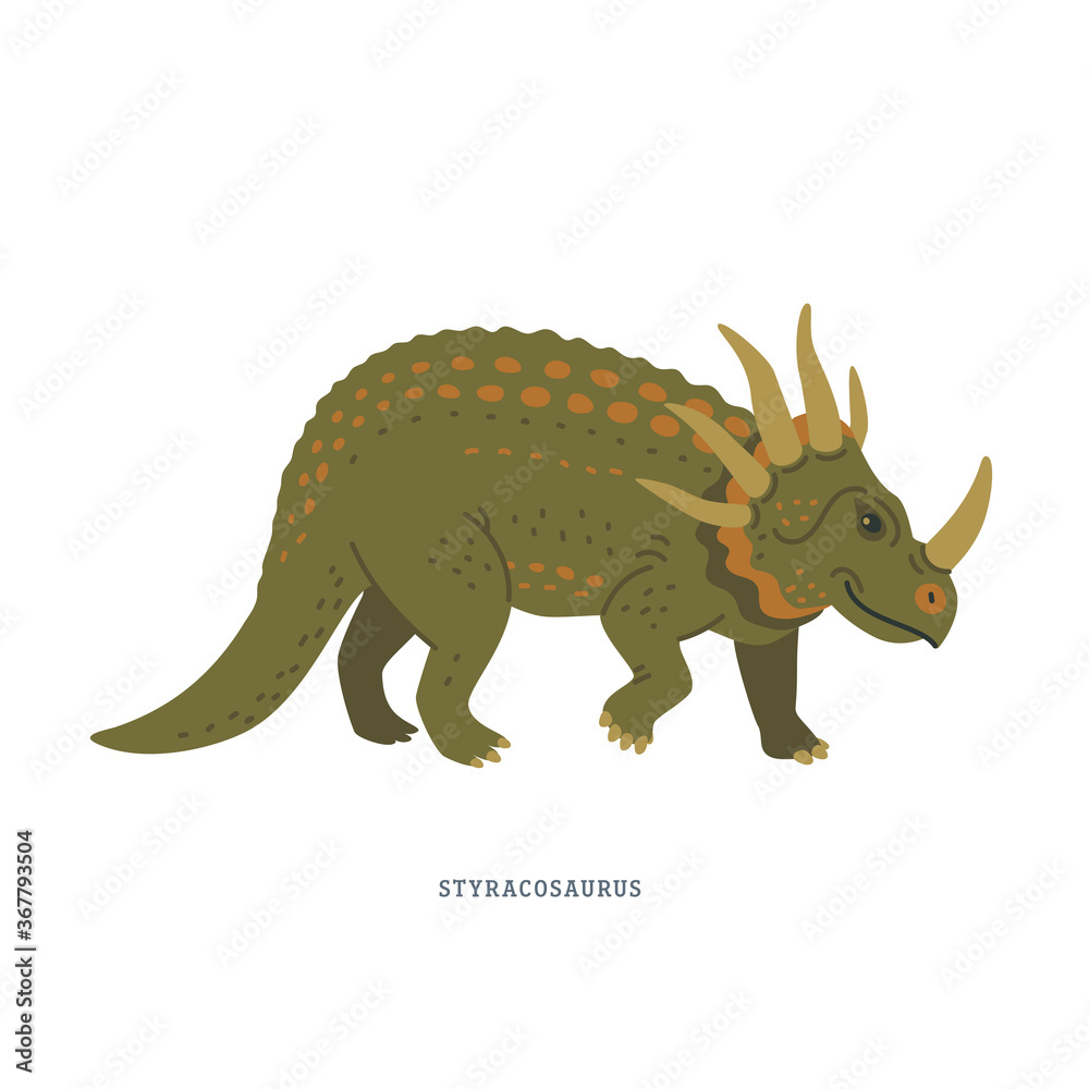 Styracosaurus dinosaur. Herbivorous ceratopsian dinosaur from the Cretaceous Period. Styracosaurus dinosaur. Herbivorous ceratopsian dinosaur from the Cretaceous Period.