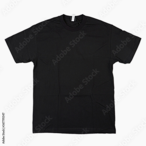 Blank T-Shirt color black template front and back view. blank t-shirt template. Blank tshirt set, for your mockup design to be printed, isolated on a white background.
