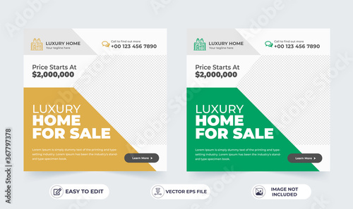 Real Estate Social Media Post Layout template design.