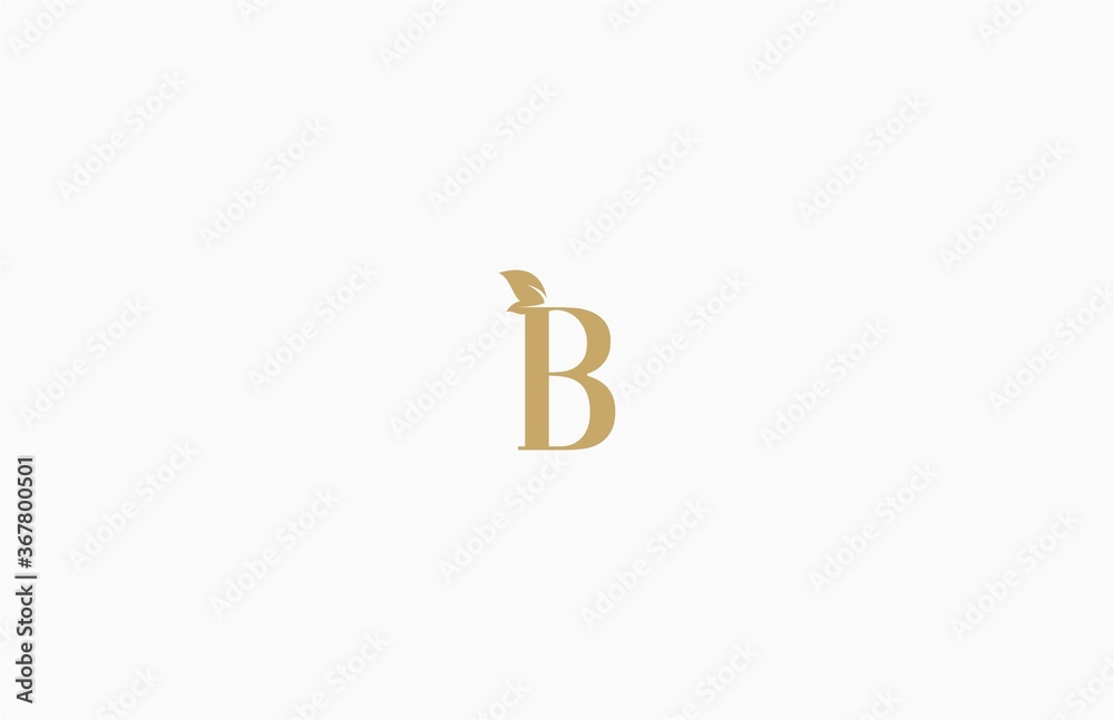 Vector B Letter with Leaf Logo Design