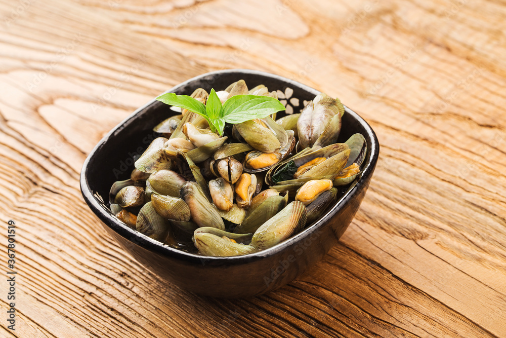 Chinese Chiuchow cuisine:a plate of Musculus senhousei Chinese Chiuchow cuisine:a plate of Musculus senhousei