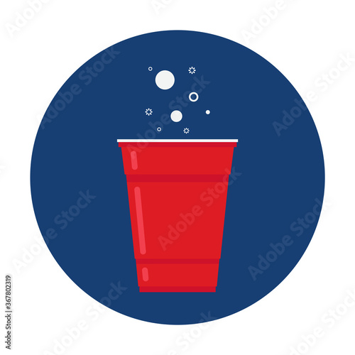 Red beer cup. Cup vector. symbol. free space for text. wallpaper.