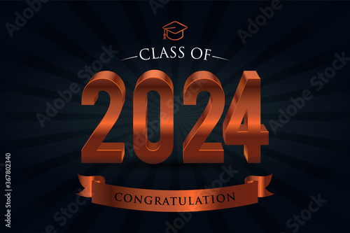 Class of 2024. Congrats Graduates. 3d lettering with Bronze and black color