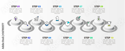 Infographic design template. Timeline concept with 10 steps