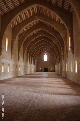 The Gothic hall of the Poblet monastery (cat. Reial Monestir de Santa Maria de Poblet).Vimbodi and Poblet.