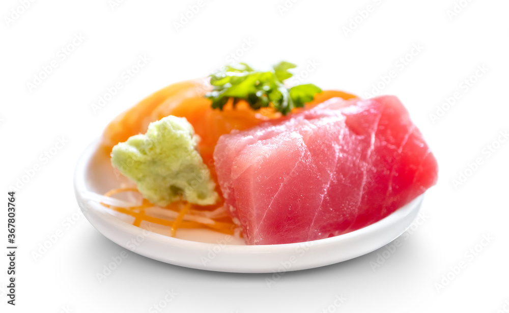 fresh sashimi traditional japanese food isolated on white background