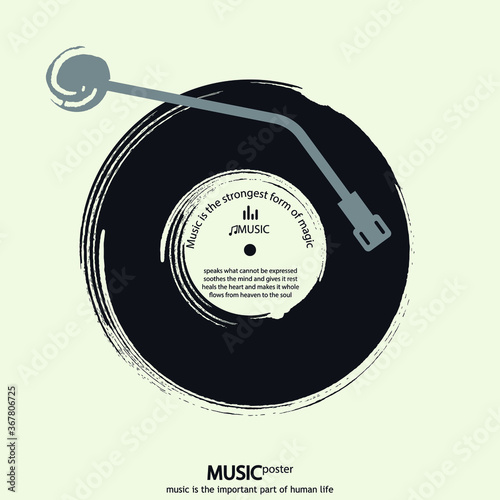 Musical poster for your design. Music elements design for card, invitation, flyer. Music background vector illustration. Vinyl record.
