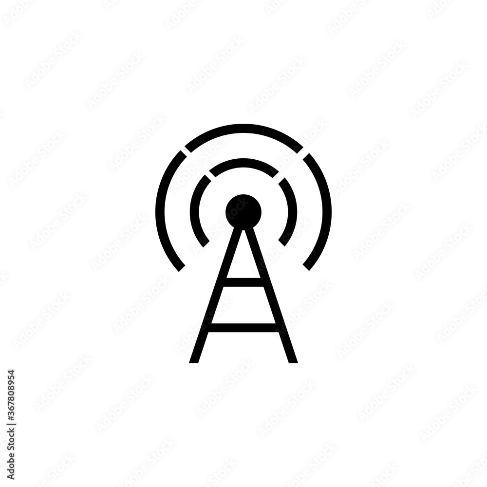 Transmitter Antenna, Cell Phone Tower. Flat Vector Icon illustration. Simple black symbol on white background. Transmitter Antenna, Cell Phone Tower sign design template for web and mobile UI element. Transmitter Antenna, Cell Phone Tower. Flat Vector Icon illustration. Simple black symbol on white background. Transmitter Antenna, Cell Phone Tower sign design template for web and mobile UI element.