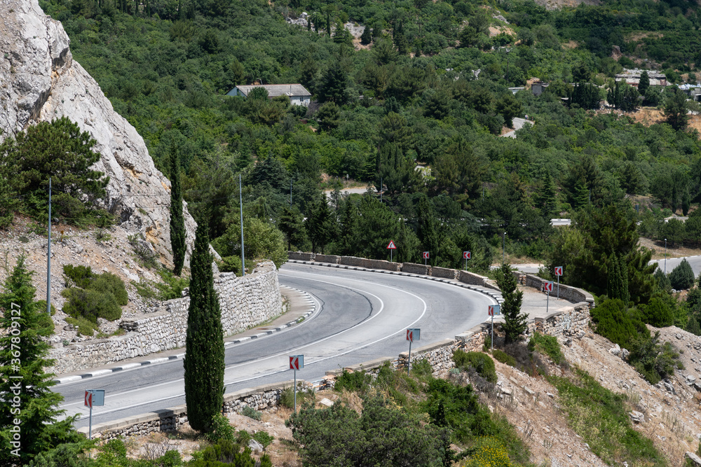 Fragment of a mountain road to the Crimea. Turn Fragment of a mountain road to the Crimea. Turn