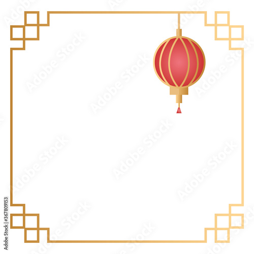 mid autumn festival with lamp hanging in golden frame
