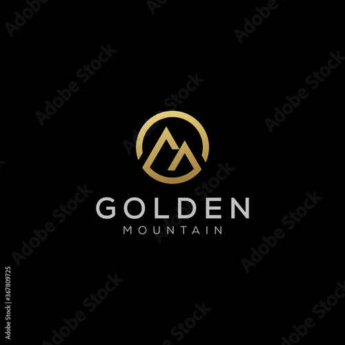 luxury golden mountain initial letter g logo premium vector