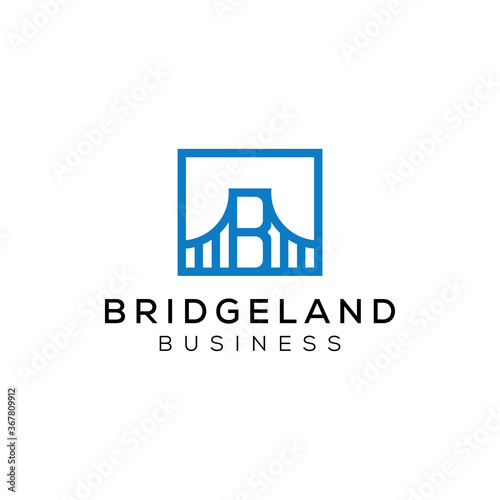 simple modern minimalist bridge with monogram letter b logo premium vector