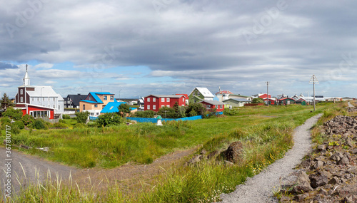 Coastal town of Eyrarbakki, Iceland, known for its traditional 18th century wooden houses. © Roel