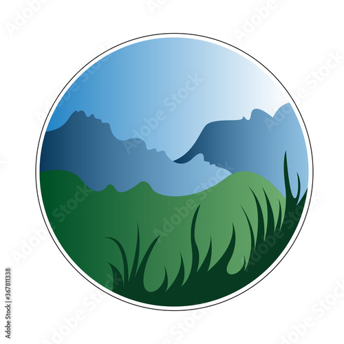 Vector logo mount grass design in eps 10. Simple template and ready to use.