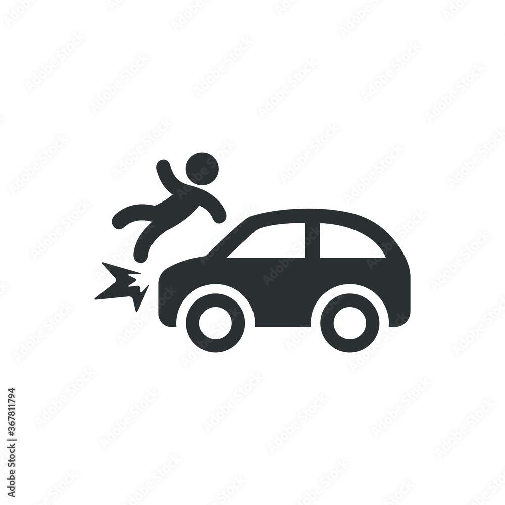 Fototapeta premium Vector illustration of car hit people icon on white background