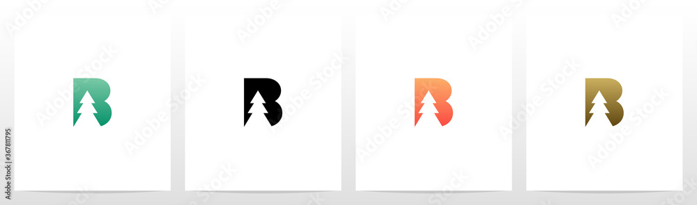 Pine Tree On Letter Logo Design B Pine Tree On Letter Logo Design B