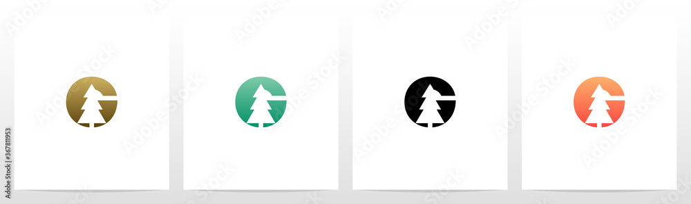 Pine Tree On Letter Logo Design G Pine Tree On Letter Logo Design G