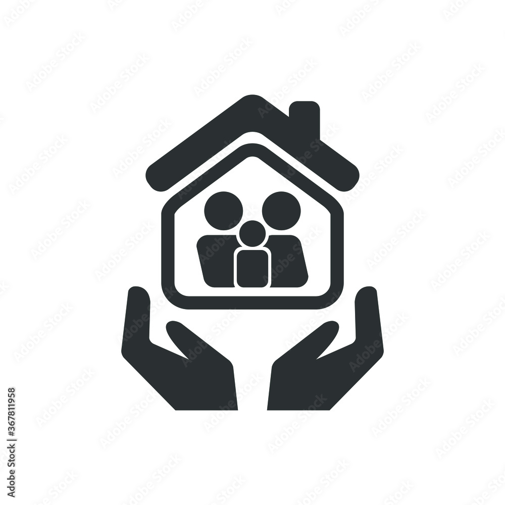 Vector illustration of family protection icon on white background Vector illustration of family protection icon on white background