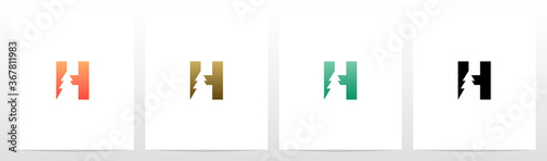 Pine Tree On Letter Logo Design H