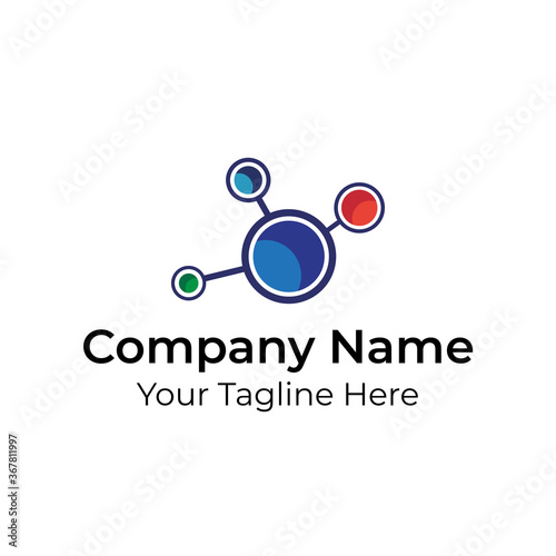Atom Chain Colorfull Logo Vector