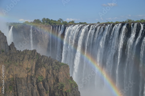 The massive Victoria Falls waterfalls between Zimbabwe and Zambia in Southern Africa