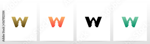 Pine Tree On Letter Logo Design W