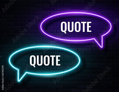 Vector Retro Neon Glowing Speech Bubble Frames