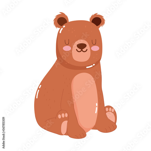 cute animals bear cartoon isolated icon design white background