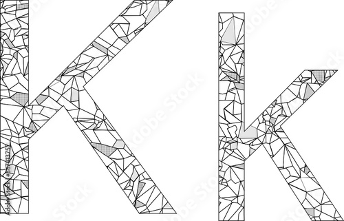 polygon letter K illustration set in vector format