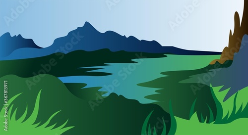Vector logo Lake design in eps 10. Simple template and ready to use.