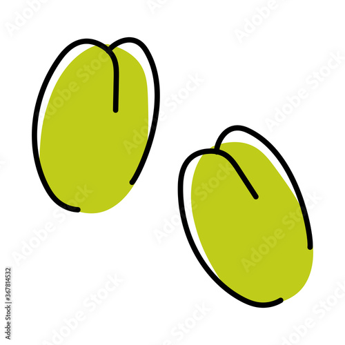 Vector illustration of olives on a white background. Vegetarian Diet Food. Healthy food. Contour stroke. Hand-drawn clipart.