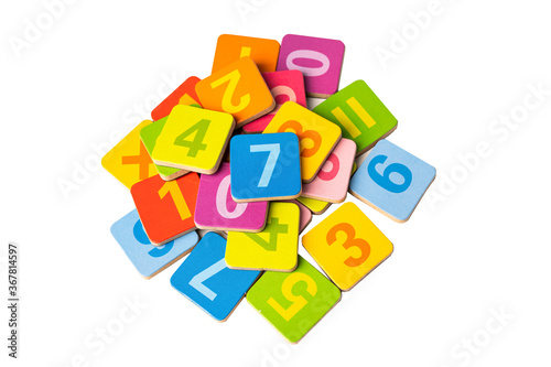 Math Number colorful on white background  education study mathematics learning teach concept.
