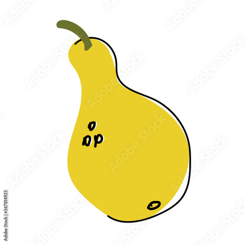 Vector illustration of a pear on a white background. Healthy food. Healthy lifestyle. Fruit. Contour stroke. Hand-drawn clipart.