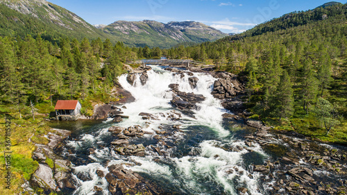 Likholefossen. A waterfall in the municipality of Gaular, it is localized by the farm Hov in Eldalsdalen. photo