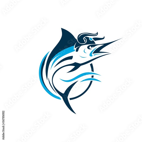 Sword Fish Marlin Viking Logo Vector